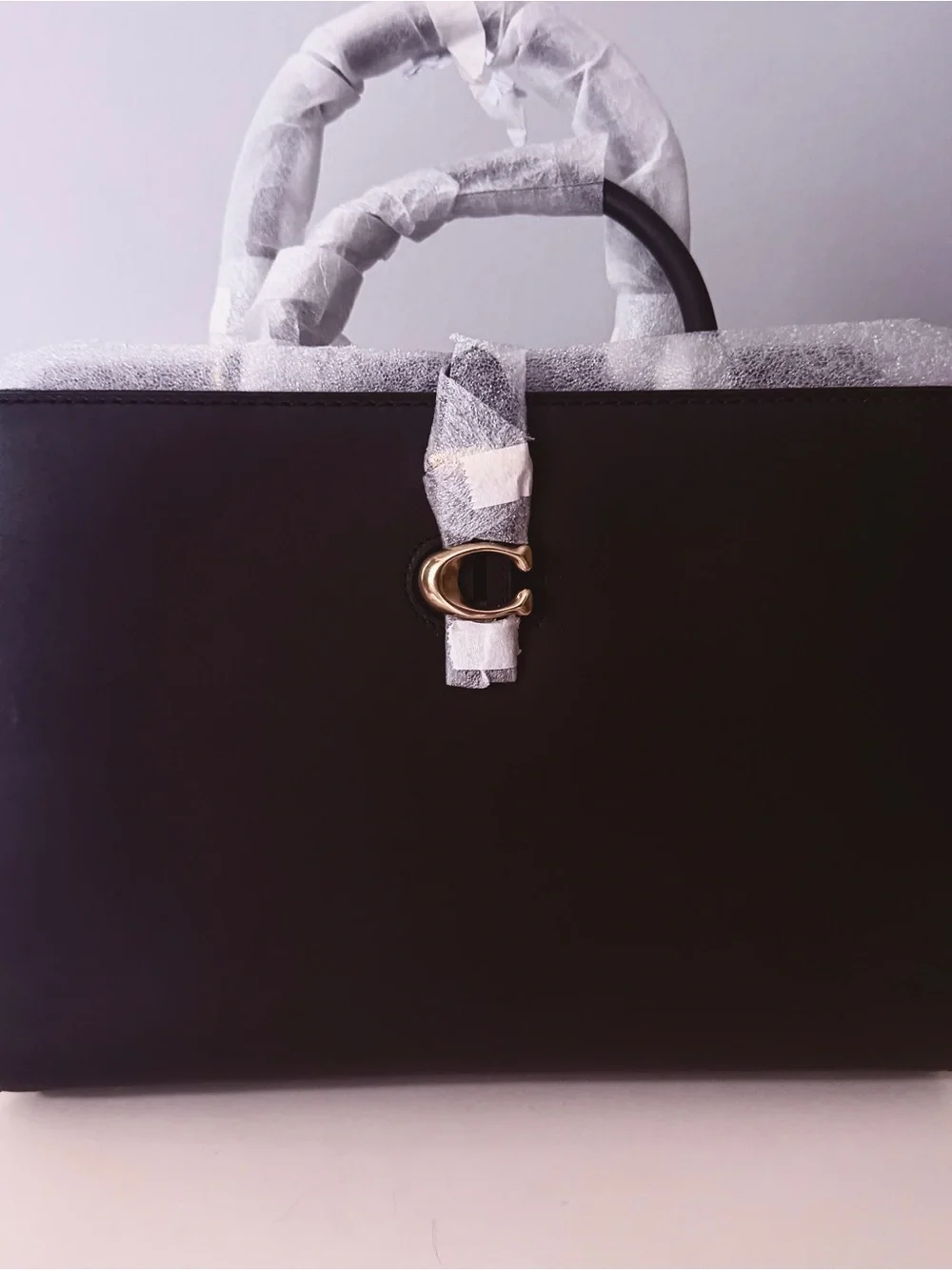 Coach Black Leather Satchel with Gold Hardware and Shoulder Strap